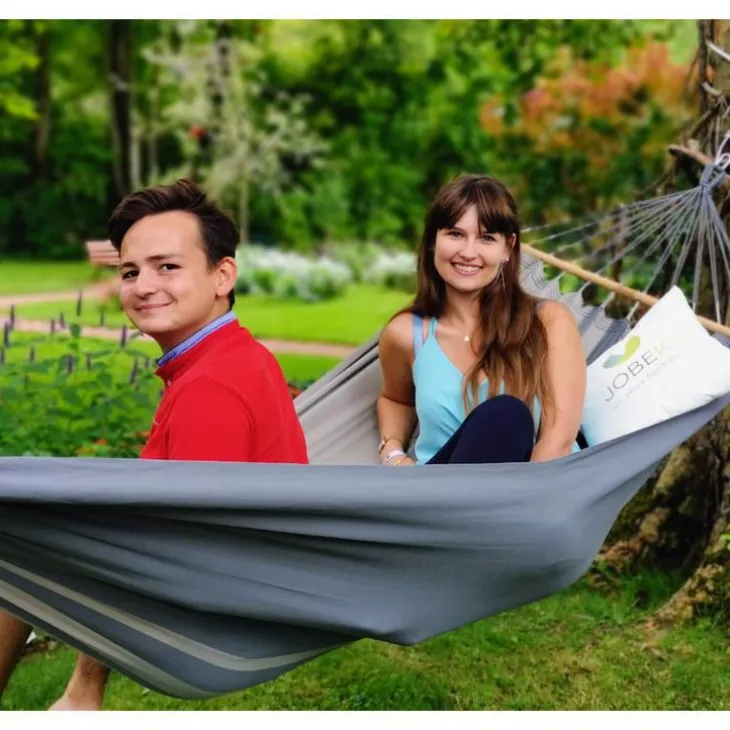 Hamac coloris anthracite taupe certifié FSC® Jobek Hamac GraphiK - 300 x 140 cm