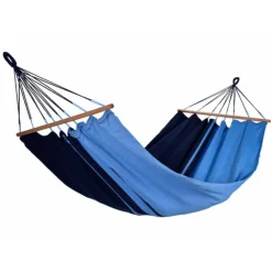 Hamac coloris bleu Caraïbes certifié FSC® Jobek Hamac GraphiK - 300 x 140 cm