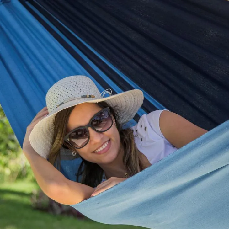 Hamac coloris bleu Caraïbes en polypropylène Jobek Hamac Kocon - 340 x 140 cm