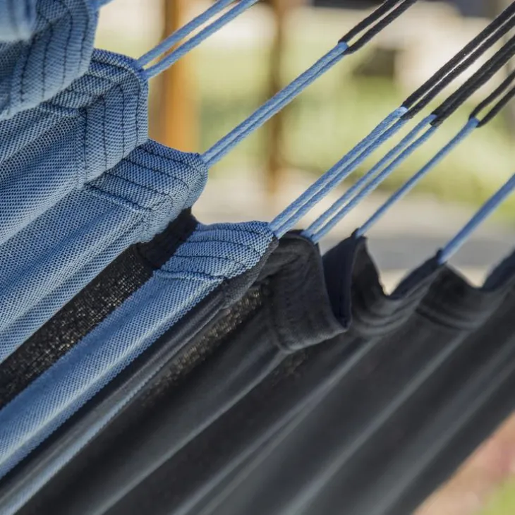 Hamac coloris bleu Caraïbes en polypropylène Jobek Hamac Kocon - 340 x 140 cm