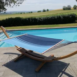 Hamac coloris bleu Caraïbes polypropylène Jobek Hamac Kouple - 350 x 140 cm