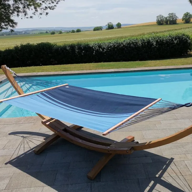 Hamac coloris bleu Caraïbes polypropylène Jobek Hamac Kouple - 350 x 140 cm