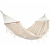 Hamac coloris écru à franges en coton certifié FSC® Jobek Hamac Graphik - 300 x 140 cm