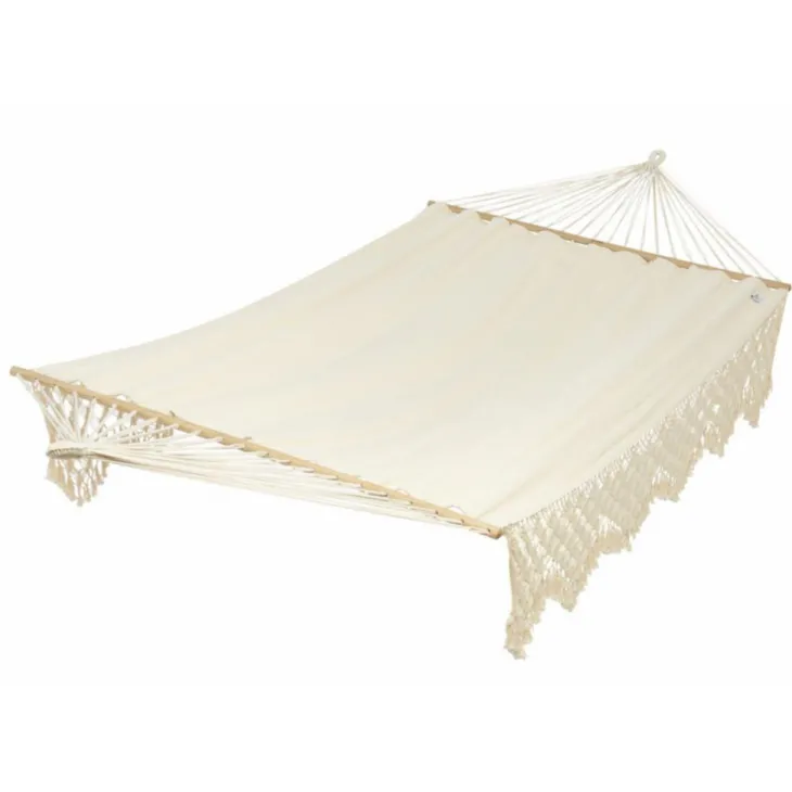 Hamac coloris écru à franges en coton certifié FSC® Jobek Hamac SeleKt - 375 x 170 cm