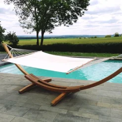 Hamac coloris écru certifié FSC® Jobek Hamac Kouple - 350 x 140 cm