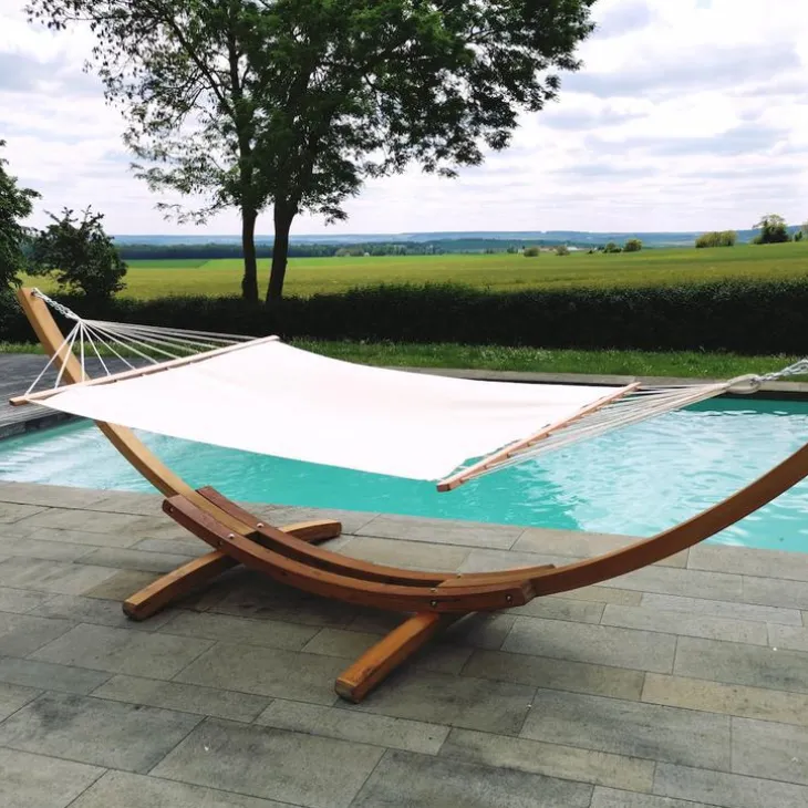 Hamac coloris écru certifié FSC® Jobek Hamac Kouple - 350 x 140 cm