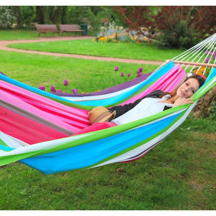 Hamac coloris multicolore Magnifico certifié FSC® Jobek Hamac GraphiK - 300 x 140 cm