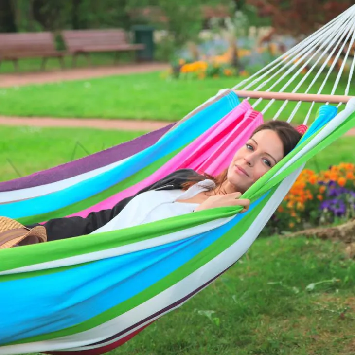 Hamac coloris multicolore Magnifico certifié FSC® Jobek Hamac GraphiK - 300 x 140 cm