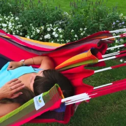 Hamac coloris multicolore Ara Macao en polypropylène Jobek Hamac Kocon - 340 x 140 cm