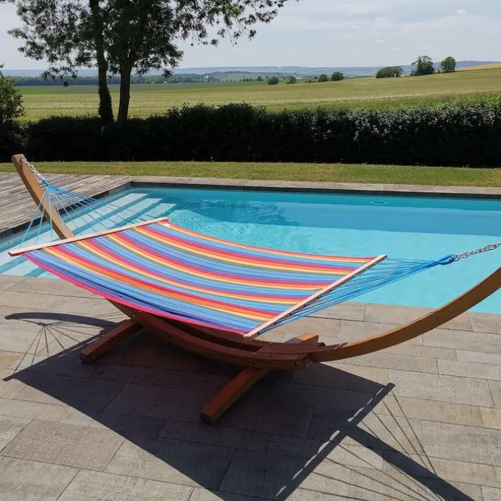 Hamac coloris multicolore certifié FSC® Jobek Hamac Kouple - 350 x 140 cm