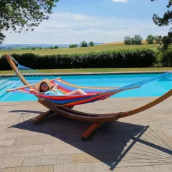 Hamac coloris multicolore certifié FSC® Jobek Hamac Kouple - 350 x 140 cm