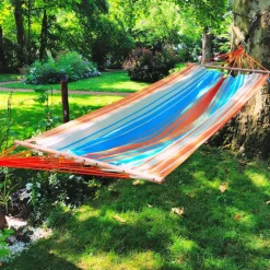 Hamac coloris orange bleu certifié FSC® Jobek Hamac Kolor - 300 x 100 cm
