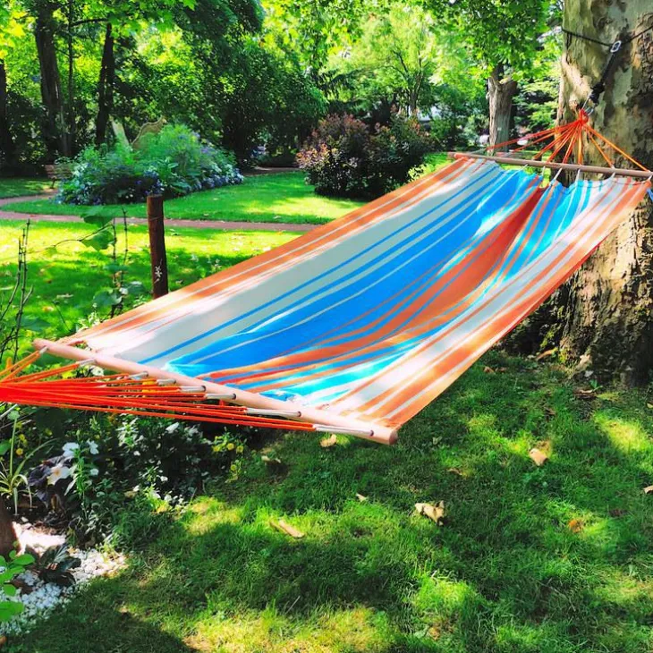 Hamac coloris orange bleu certifié FSC® Jobek Hamac Kolor - 300 x 100 cm