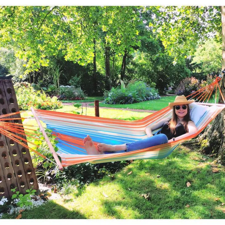 Hamac coloris orange bleu certifié FSC® Jobek Hamac Kolor - 300 x 100 cm