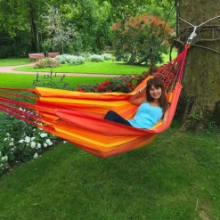 Hamac coloris orange Sunny en polypropylène Jobek Hamac Kocon - 340 x 140 cm