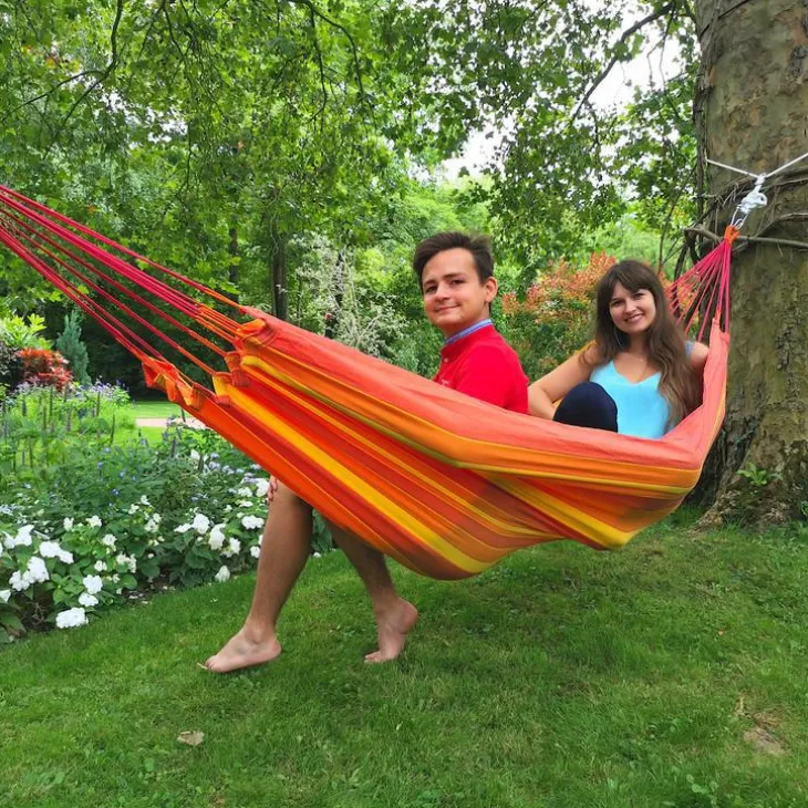 Hamac coloris orange Sunny en polypropylène Jobek Hamac Kocon - 340 x 140 cm