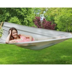 Hamac coloris taupe en polypropylène Jobek Hamac Graphik - 300 x 140 cm