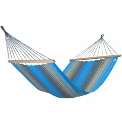 Hamac coloris turquoise anthracite certifié FSC® Jobek Hamac Kouple - 350 x 140 cm