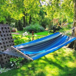 Hamac coloris turquoise anthracite certifié FSC® Jobek Hamac Graphik - 300 x 140 cm