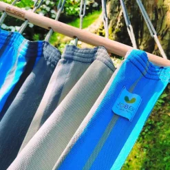 Hamac coloris turquoise anthracite certifié FSC® Jobek Hamac Graphik - 300 x 140 cm