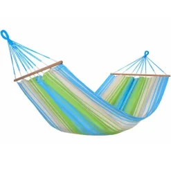 Hamac coloris vert bleu écru en polypropylène Jobek Hamac Kolor - 300 x 100 cm