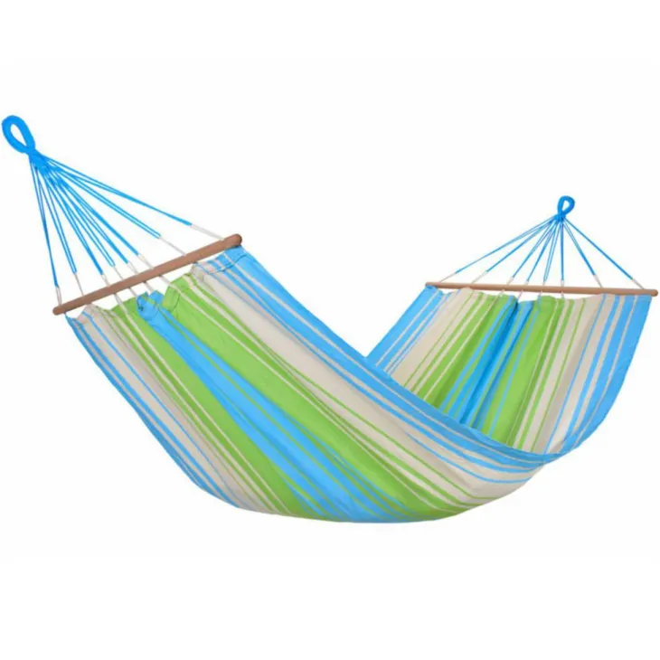 Hamac coloris vert bleu écru en polypropylène Jobek Hamac Kolor - 300 x 100 cm