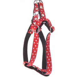 Harnais baudrier Pois pour chien coloris rouge - S