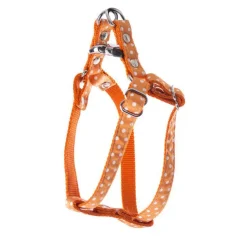Harnais baudrier Pois pour chien coloris orange - XS