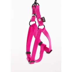 Harnais baudrier réglable rose pour chien - 1,6x35/50 cm