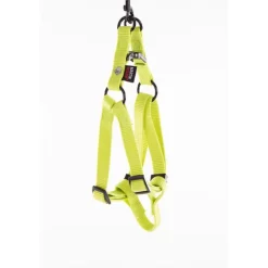 Harnais baudrier réglable vert citron pour chien - 1x25/35 cm