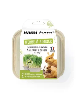 Herbe à ronger pour lapin et cochon d'Inde Graines Bio Hamiform - 2 x 125 g