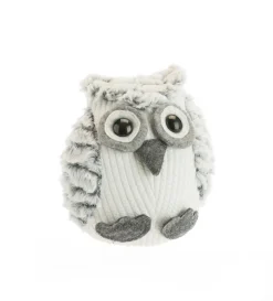 Hibou debout en peluche de couleur naturelle - 13 x 13 x 11 cm