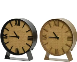 Horloge à poser coloris marron en métal - Ø 15 cm