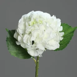 Hortensia artificielle avec 3 feuilles coloris crème - 44 cm