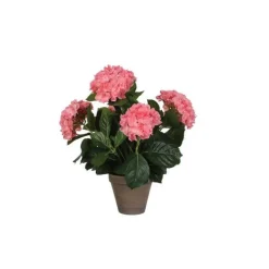 Hortensia rose plante artificielle en pot Stan gris H 45 x Ø 45 cm