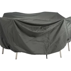 Housse pour table et fauteuils coloris gris en coton polyester - 200 x 150 x 90 cm