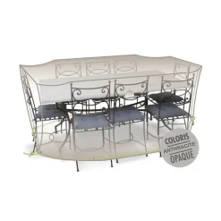 Housse table rectangulaire + chaises 8-10 pers. de coloris anthracite