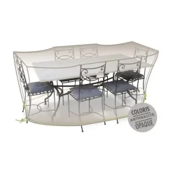 Housse table rectangulaire + chaises 6-8 pers. de coloris anthracite