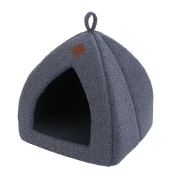 Igloo pour chat gris Wouapy Teddy petit modèle - 35 x 35 x 38 cm