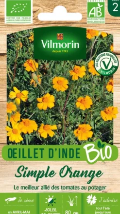 Œillet d'Inde Simple Orange Bio Vilmorin - graines à semer