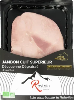 Jambon cuit supérieur découenné dégraissé sans nitrites ajoutés - 4 tranches 160 g