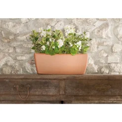 Jardinière à bord lisse Rouge en terre cuite