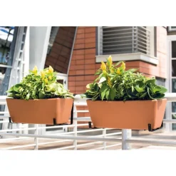 Jardinière à bord lisse Rouge en terre cuite