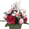 Jardinière de fleurs artificielles Lupins Pivoine Rosette et Orchidées Riviera