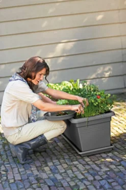 Jardinière Green basics jardin XXL L78 cm x p38 cm x h34,2 cm noir