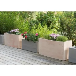 Jardinière haute en terre claire 62x26x34 cm