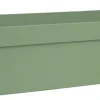 Jardinière toscane Poetic botanic® avec plateau clipsé coloris vert en plastique recyclé 10 L - 50 x 18 x 16,7 cm