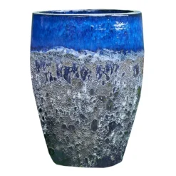 Jarre en grès émaillé bleu Decolines Leon - Ø 59 x H 68 cm