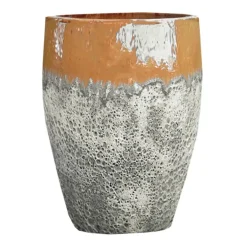 Jarre en grès émaillé gris/jaune miel Decolines Leon - Ø 33 x H 44 cm