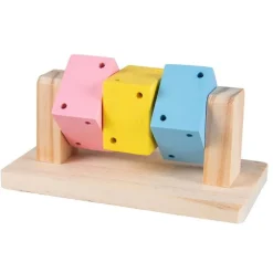 jouet cube rotatif bois pour rongeurs